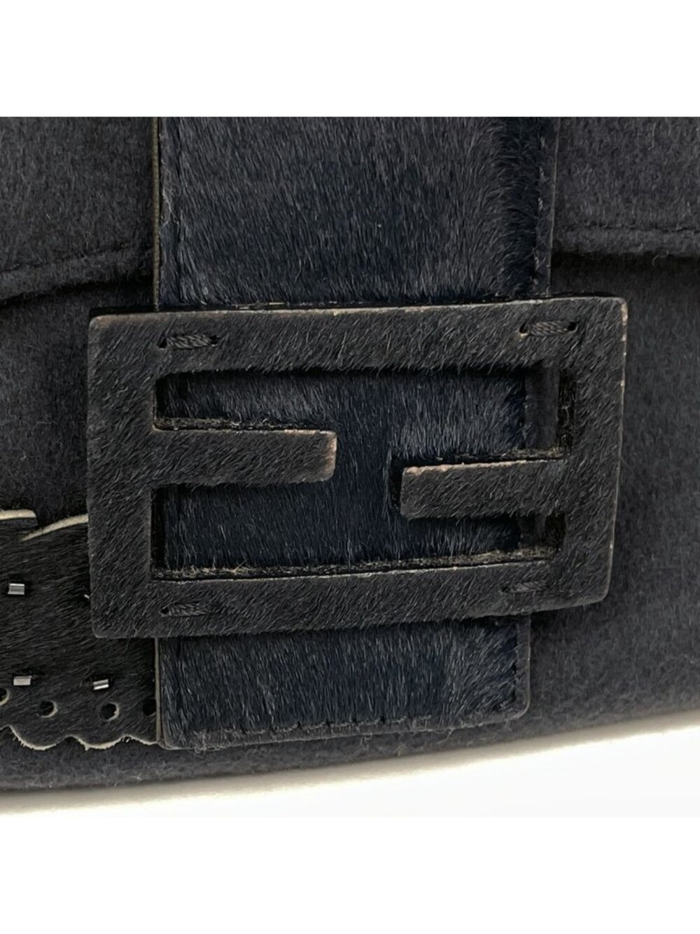 Fendi Zucca Logo Shoulder Bag Mamma Baguette Fabric Black - Picture 6 of 13
